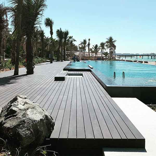 Wooden Anthracite Deck Next to a Pool